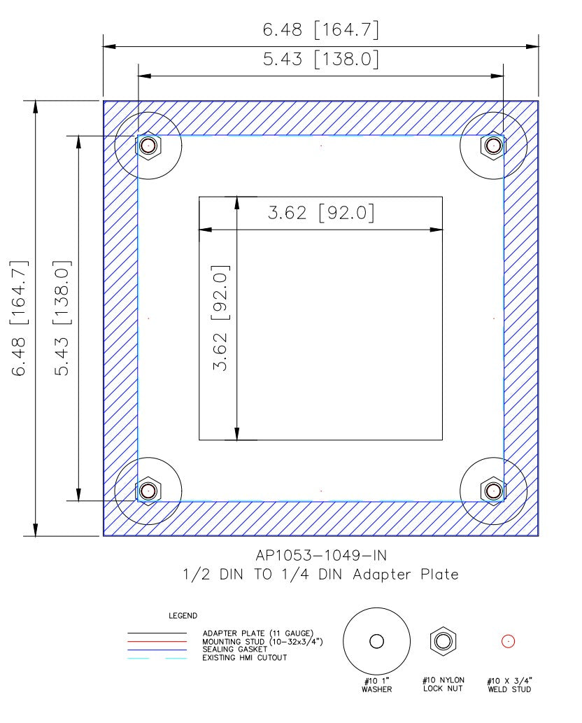Adapter Plate - 1/2 DIN to 1/4 DIN