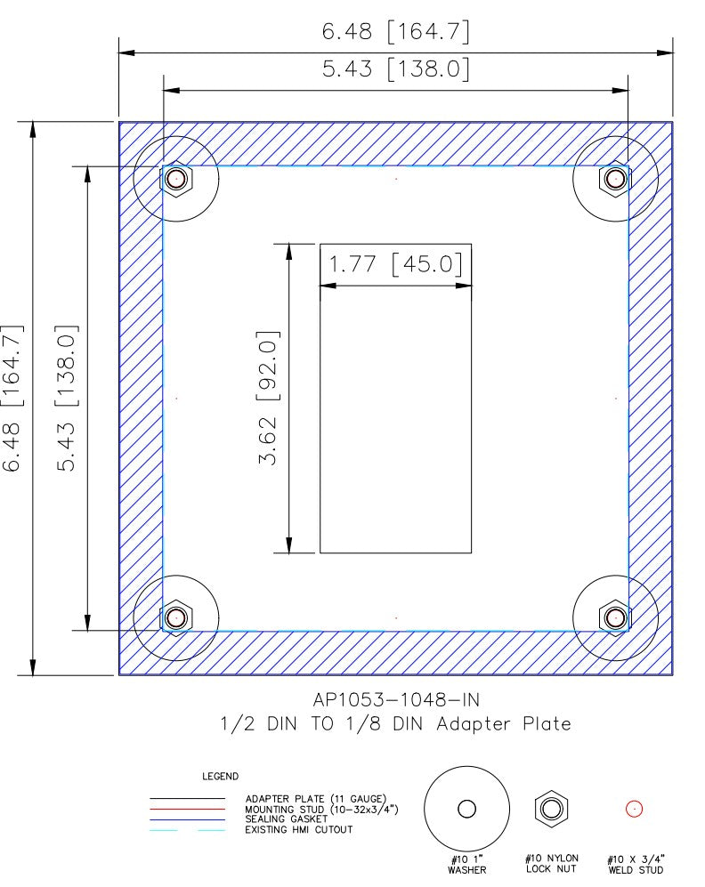 Adapter Plate - 1/2 DIN to 1/8 DIN