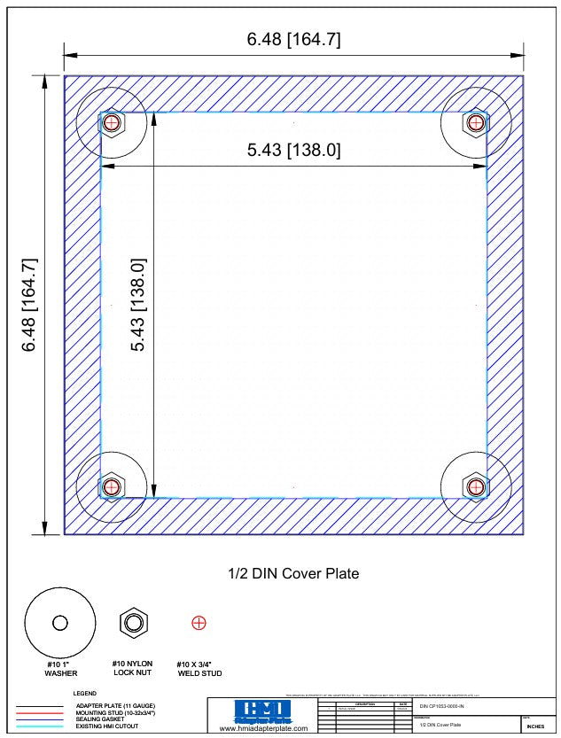 Cover Plate - 1/2 DIN – HMI Adapter Plate, LLC.