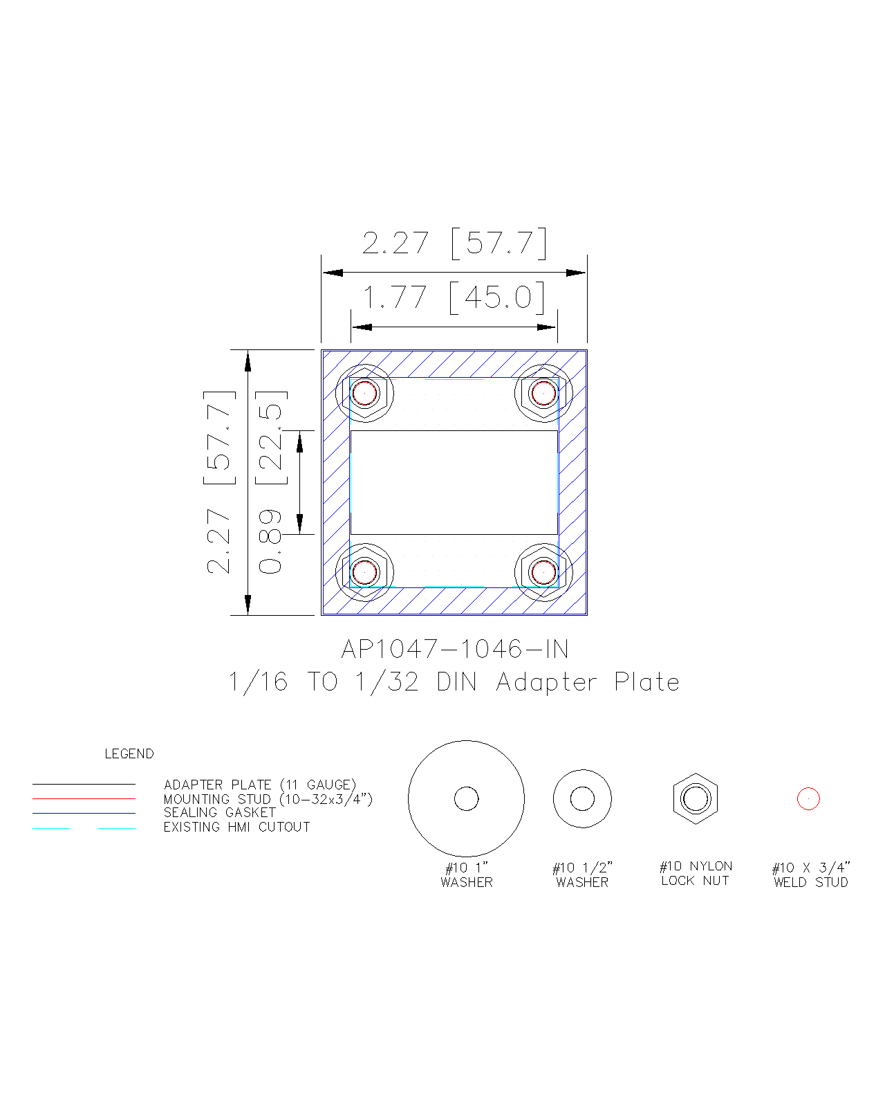 Adapter Plate - 1/16 DIN to 1/32 DIN