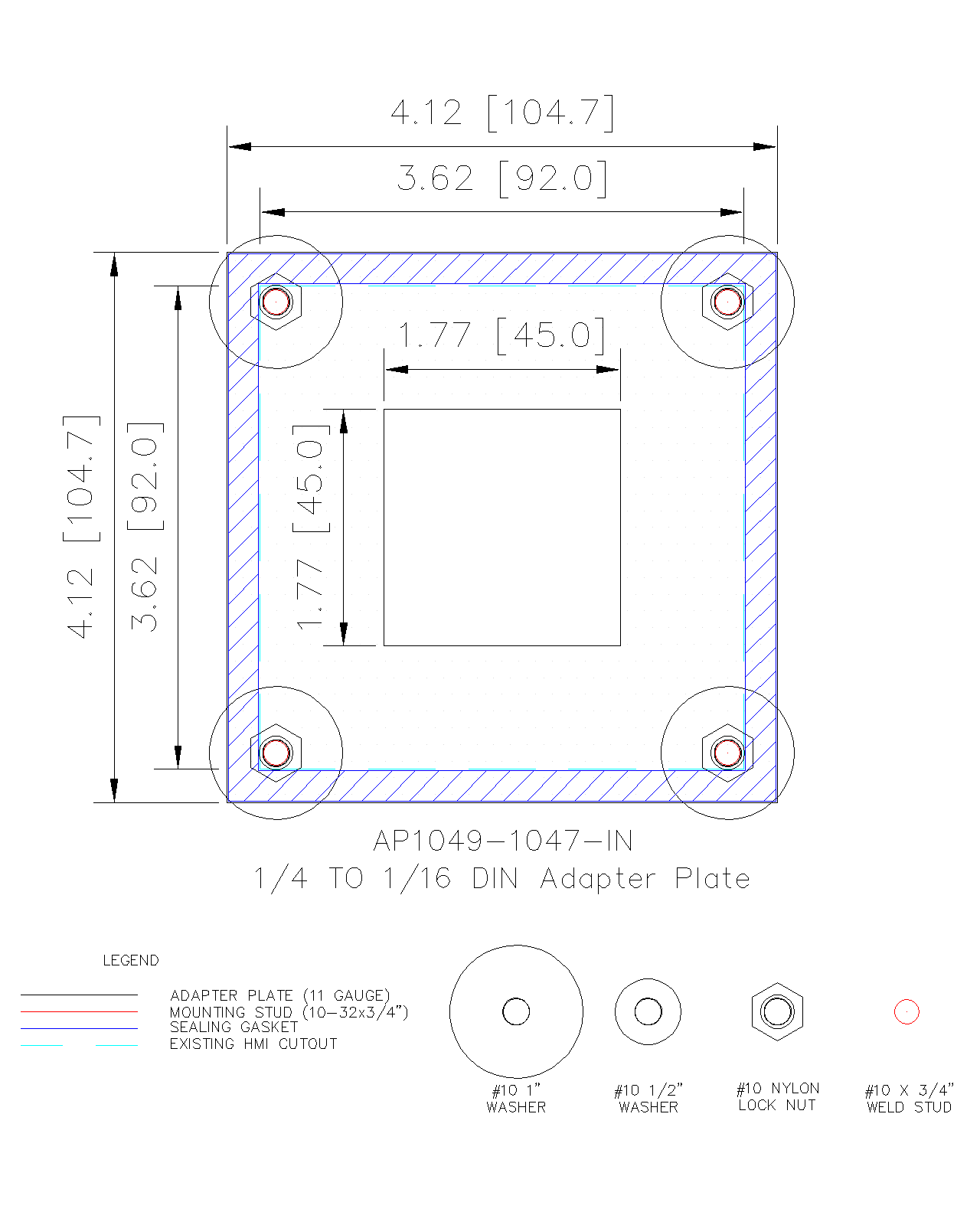 Adapter Plate - 1/4 DIN to 1/16 DIN