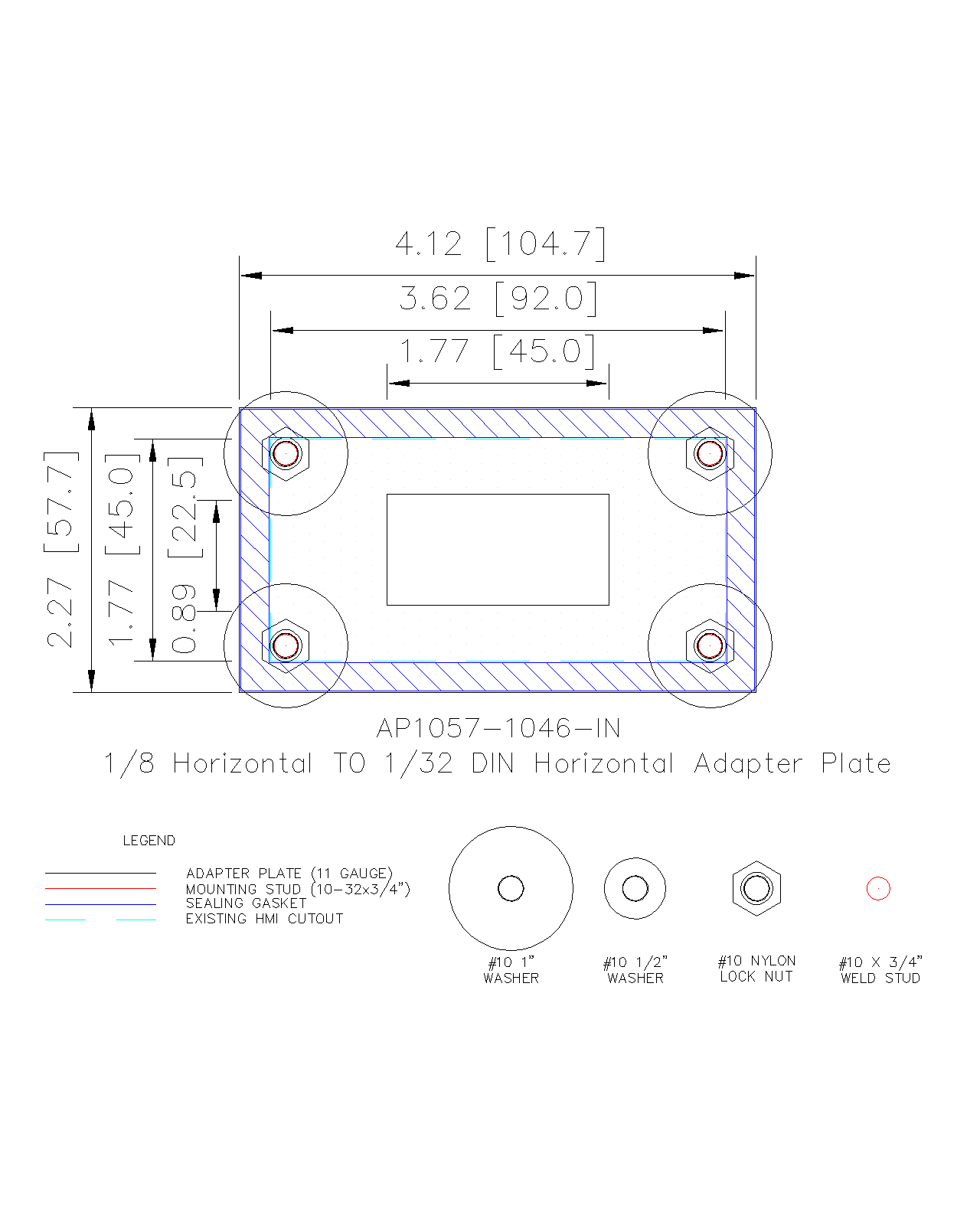 Adapter Plate - 1/8 DIN Horizontal to 1/32 DIN Horizontal