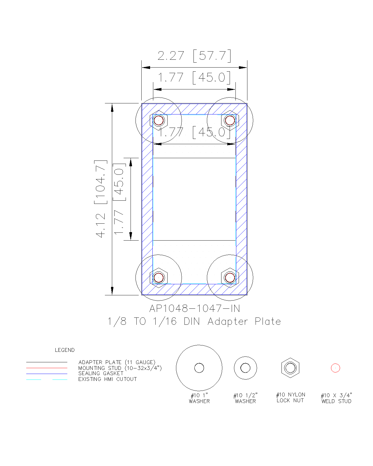 Adapter Plate - 1/8 DIN to 1/16 DIN