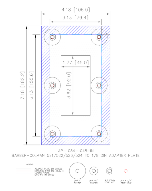 Adapter Plate - Barber-Colman 521/522/523/524 to 1/8 DIN