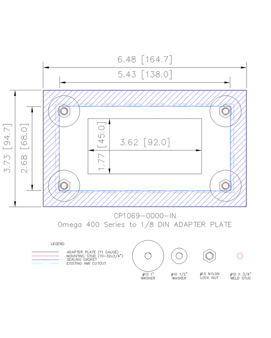 Adapter Plate - Omega 400 Series to 1/8 DIN